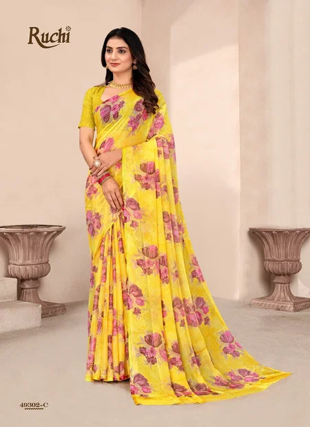 Star Chiffon 204 By Ruchi Chiffon Daily Wear Saree Wholesale Market In Surat